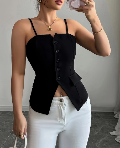 Blusa de Cuello en V con Correa Ajustable para Mujer