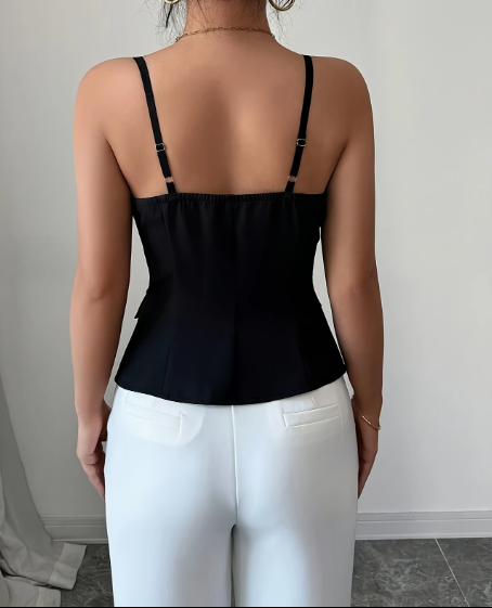 Blusa de Cuello en V con Correa Ajustable para Mujer